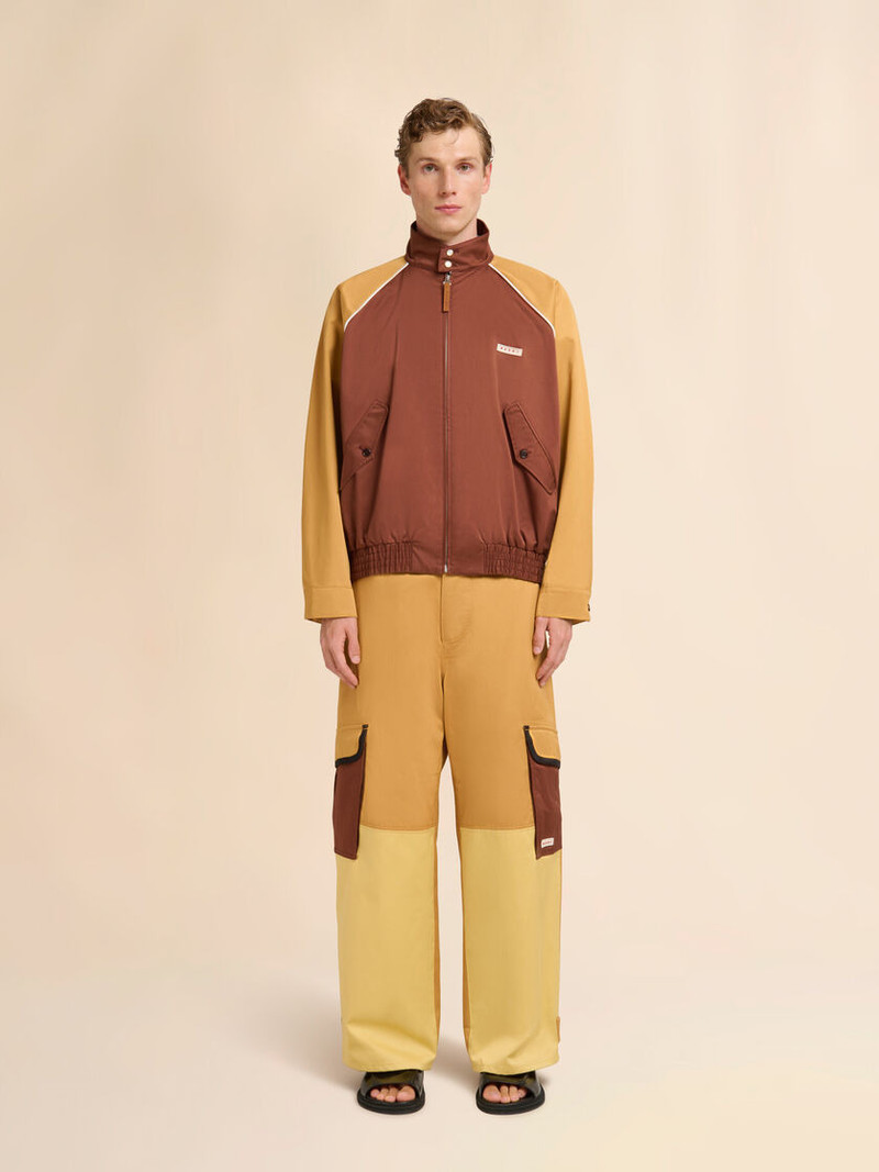 Marni GREEN LEATHER JACKET WITH SHEARLING PANELS outlook