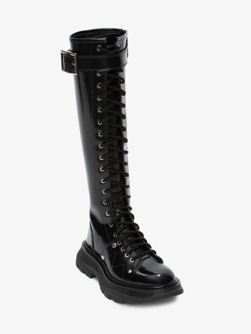 Women's Tread Slick Knee-high Boot in Black/silver - 2