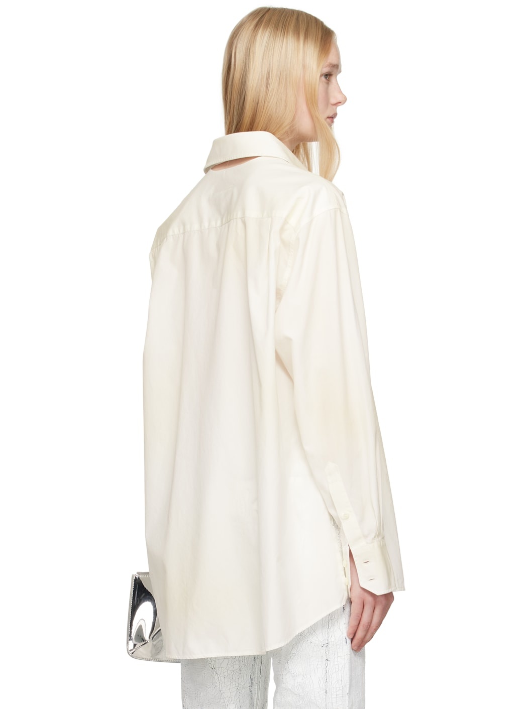 Off-White Light Cotton Poplin Long-Sleeved Shirt - 3