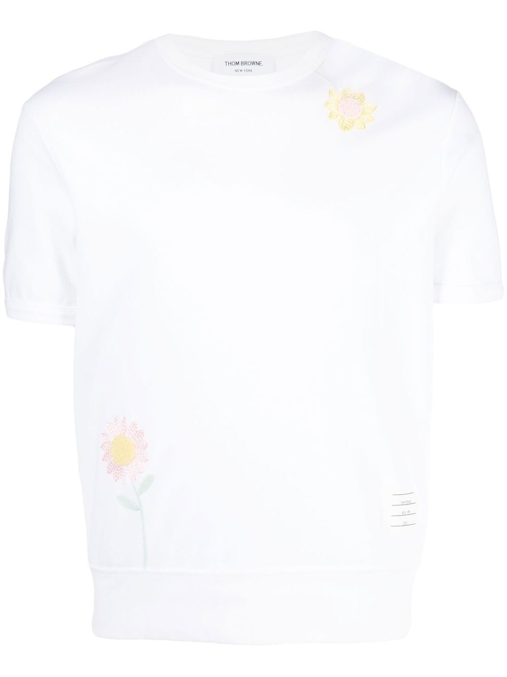 floral-embroidered cotton T-shirt - 1