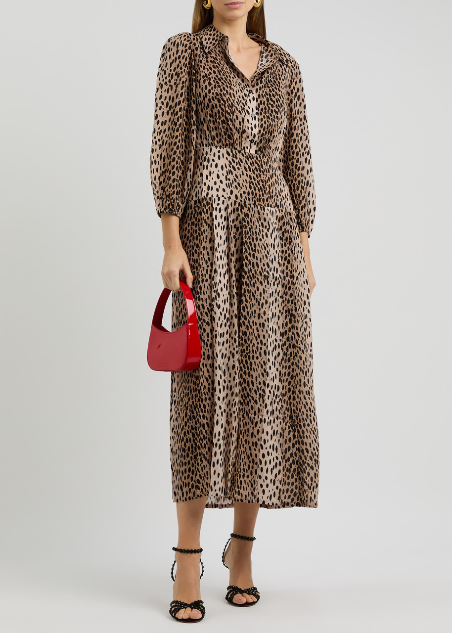 Rixo Izzy Leopard-print Woven Midi Shirt Dress - 4