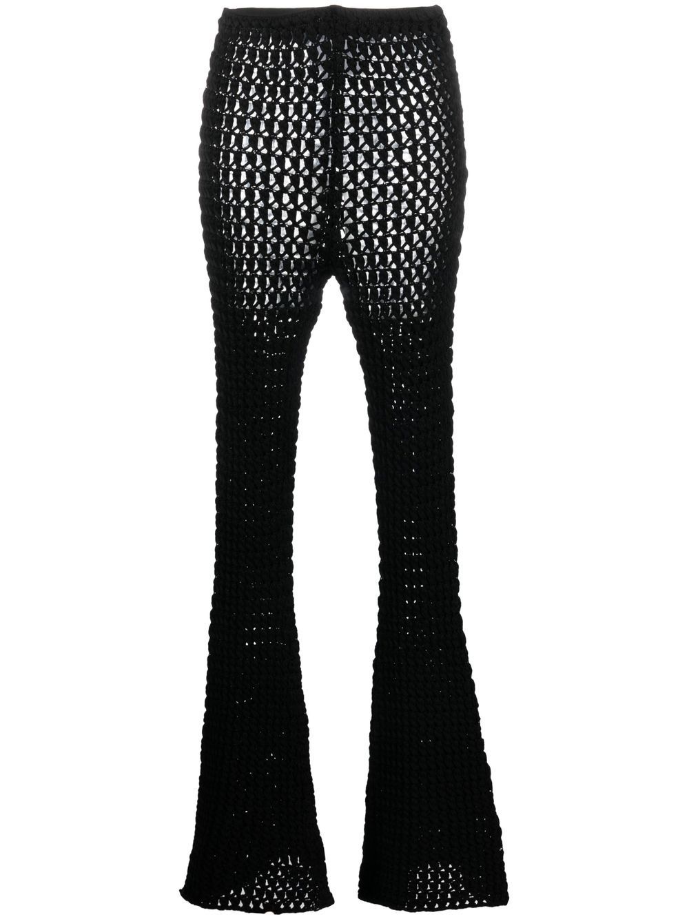 crochet-knit flared trousers - 1