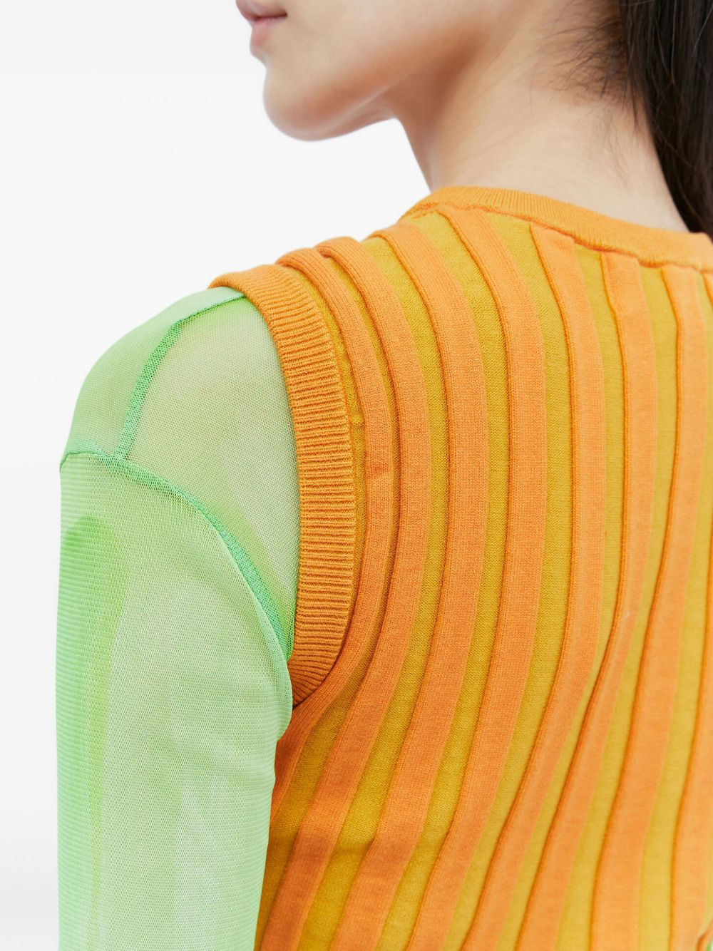 cut-out waffle-knit top - 4