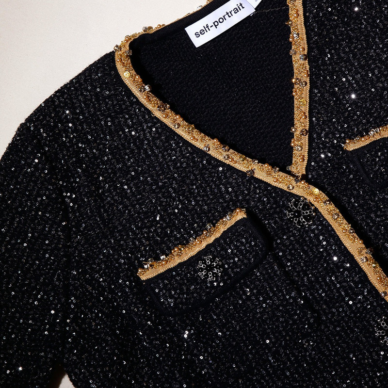 Black Sequin Knit Cardigan 4