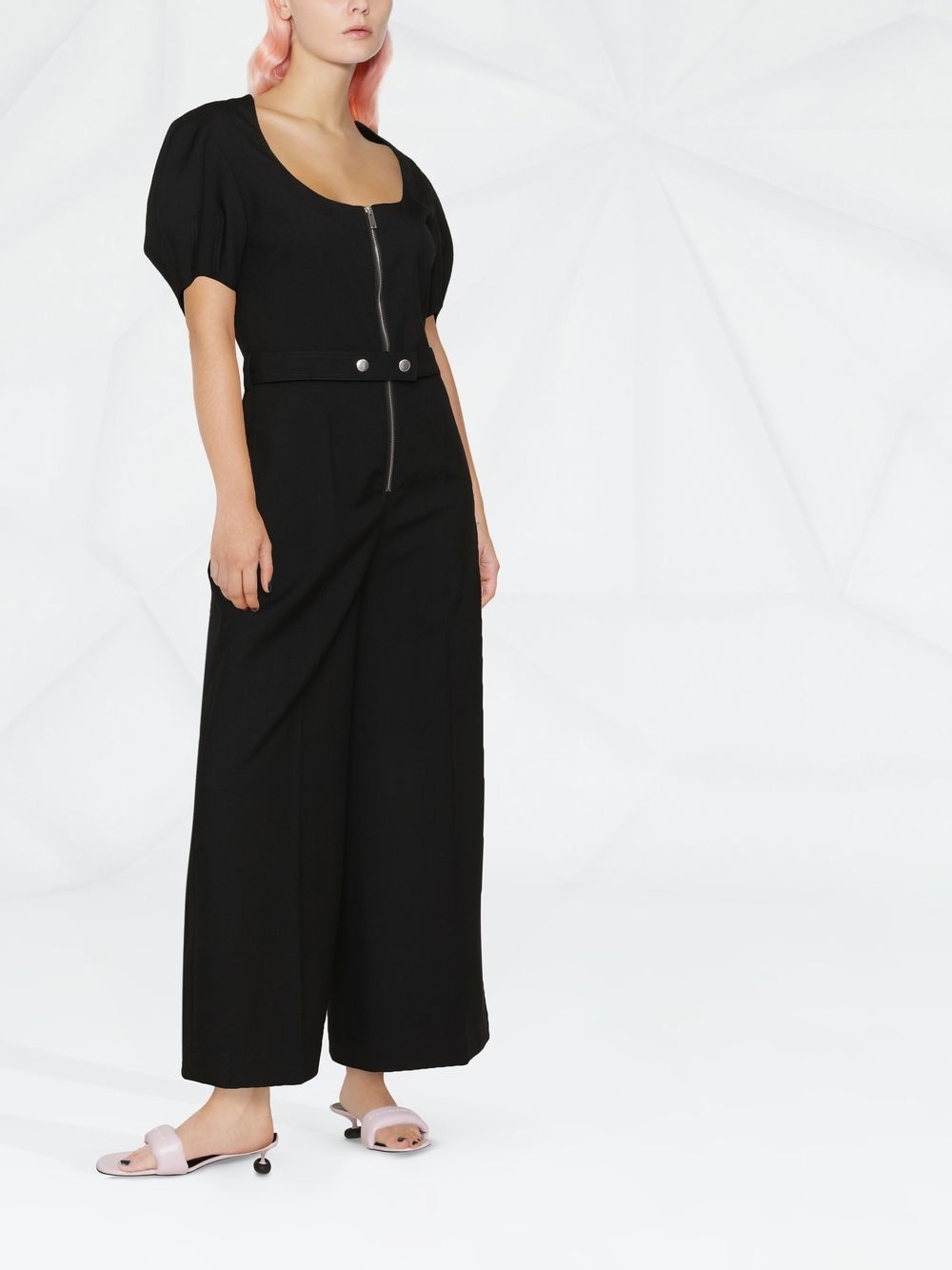 puff-sleeve zipped wide-leg jumpsuit - 4