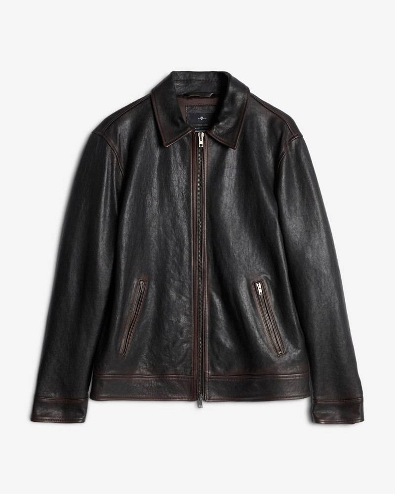 Leather Harrington Jacket in Vintage Leather 1