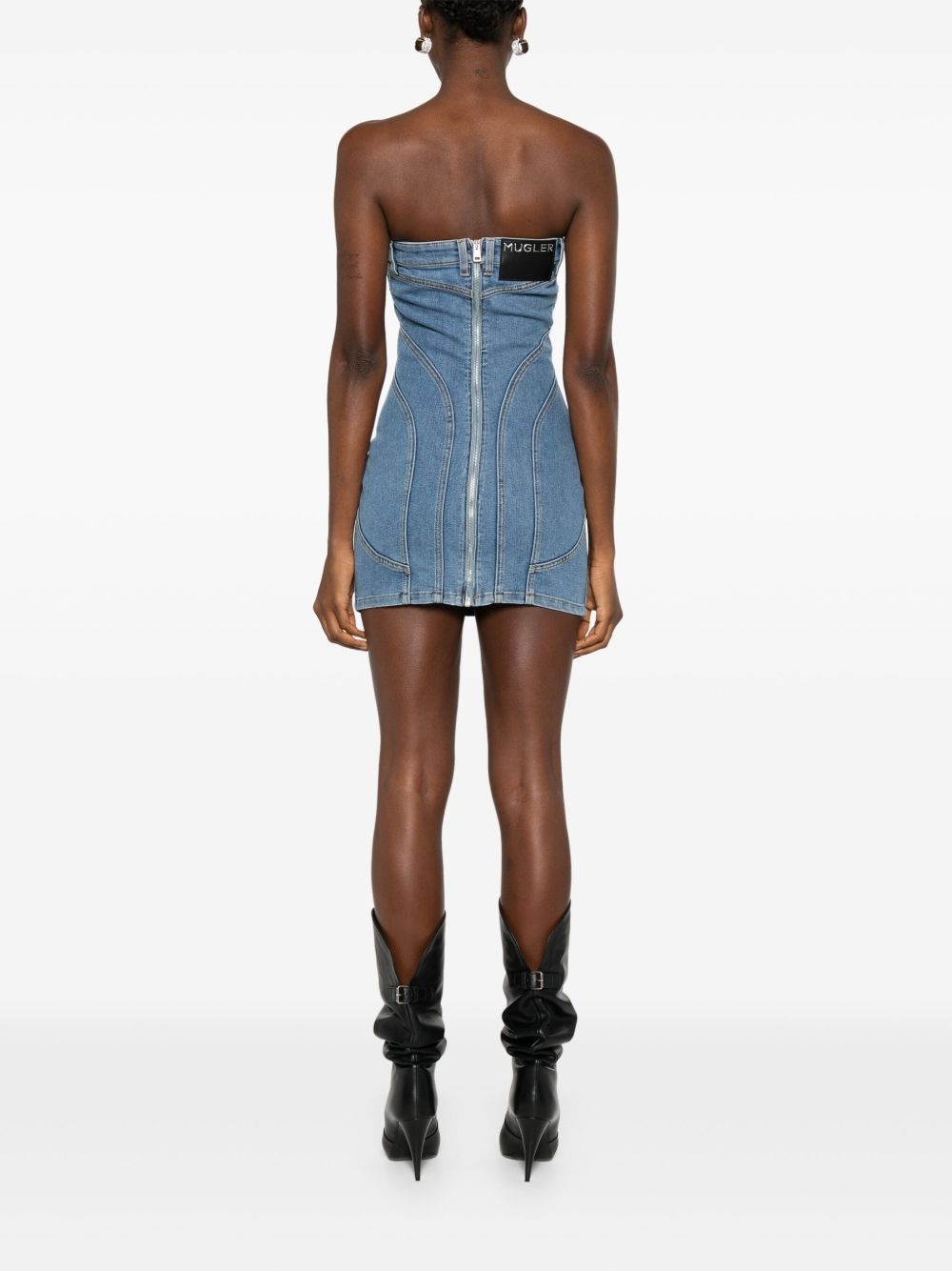 denim bustier mini dress - 4