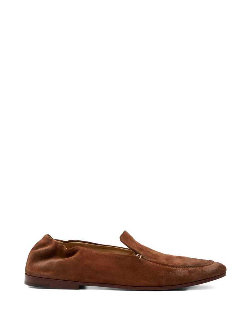 suede gathered loafers 1