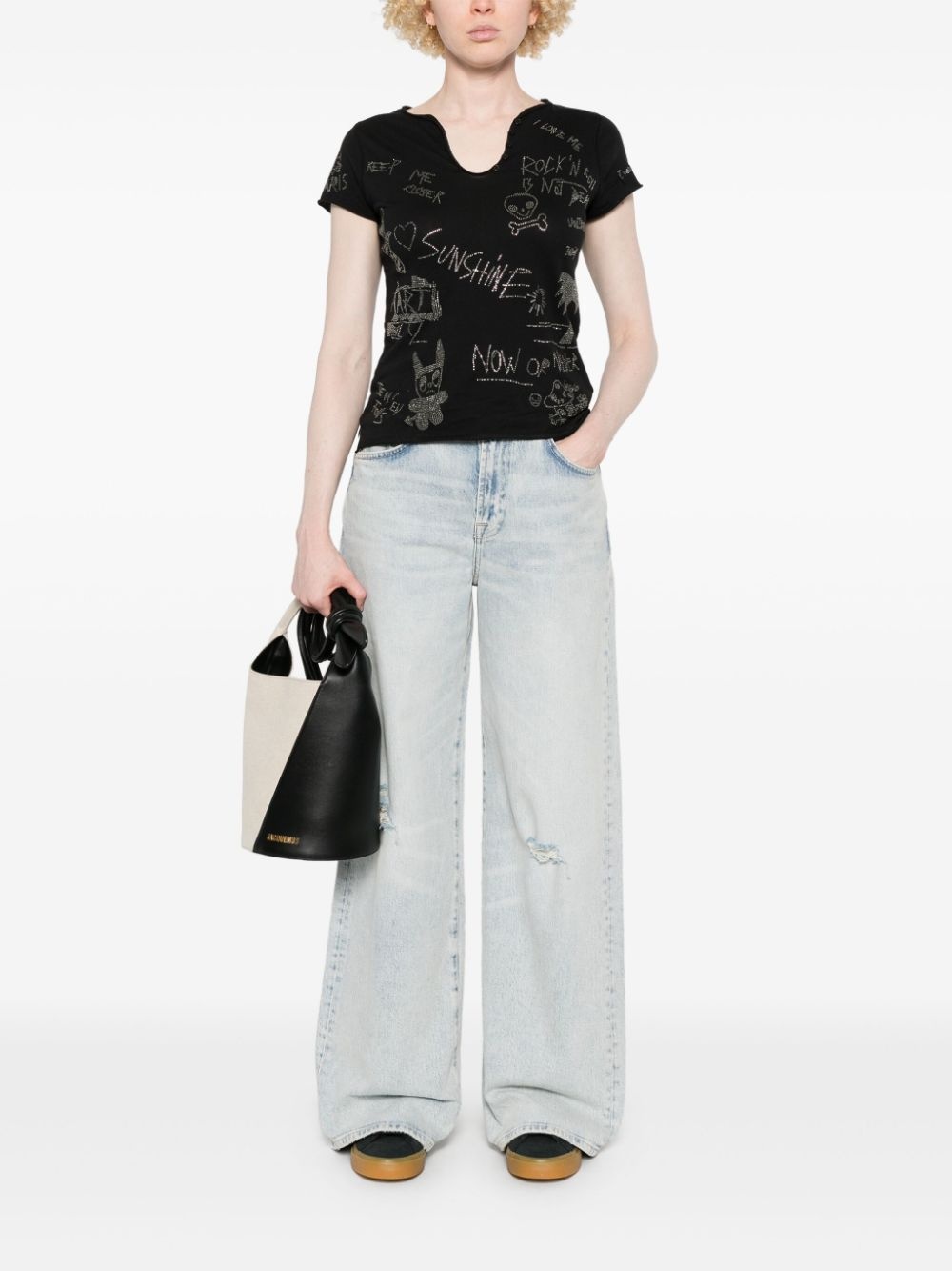 crystal-embellished T-shirt - 2