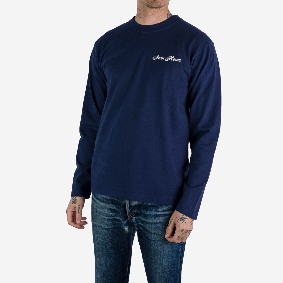 IHTL-2301-NAV 7.5oz Printed Loopwheel Crew Neck Long Sleeved T-Shirt - Navy - 2
