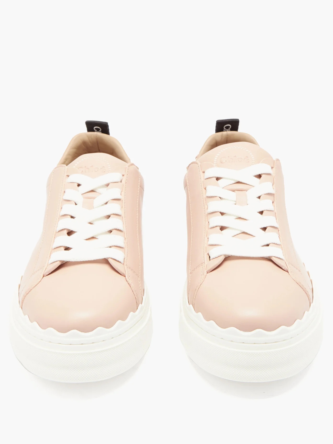 Lauren scalloped-edge leather trainers - 5