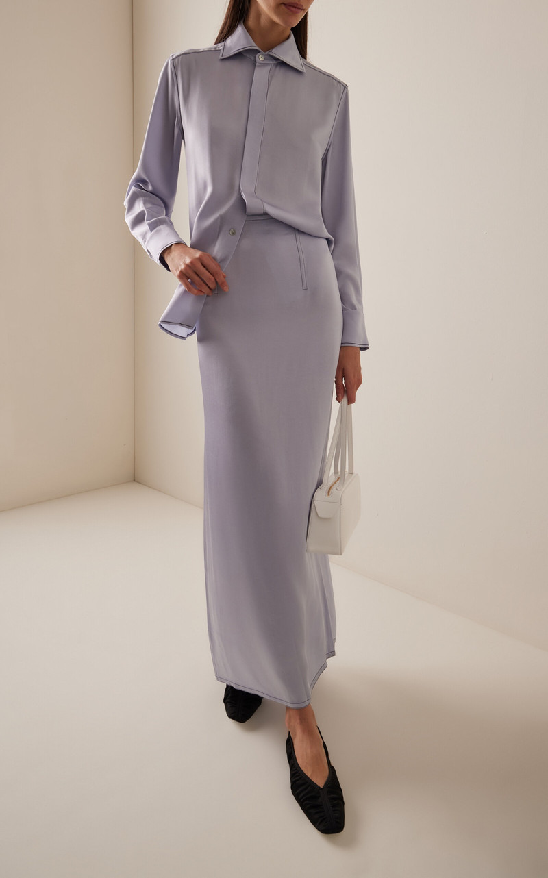 BEVZA Crepe Maxi Skirt blue outlook
