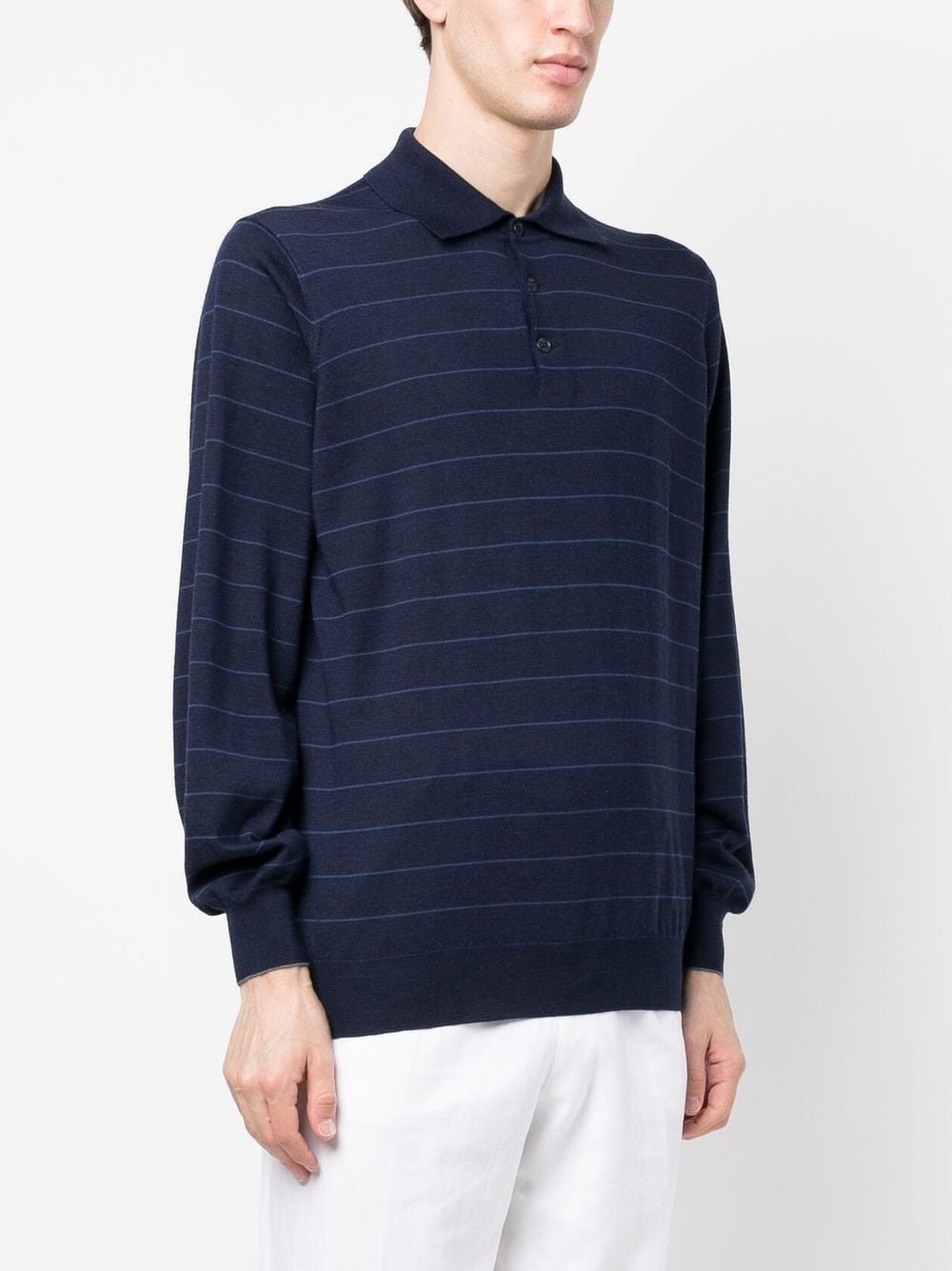 fine-knit long-sleeve polo jumper - 3