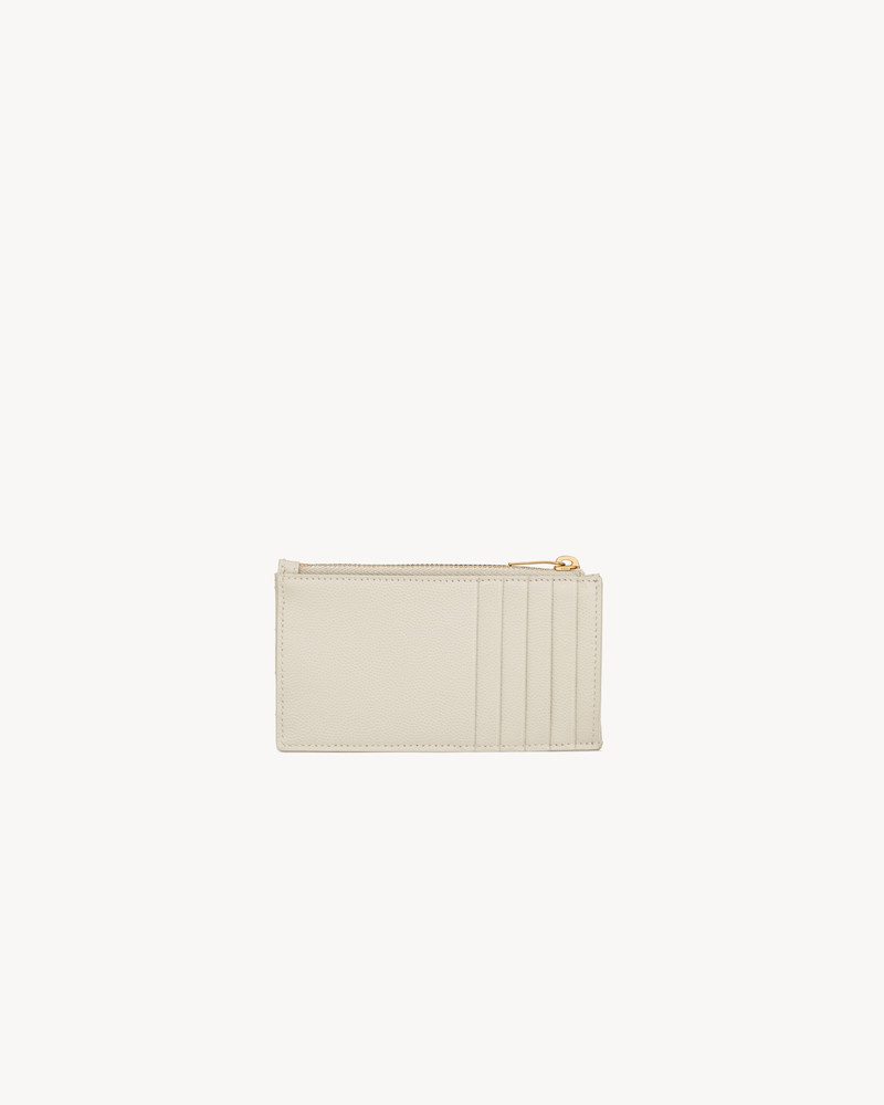 SAINT LAURENT CASSANDRE MATELASSÉ FRAGMENTS CARD CASE IN GRAIN DE POUDRE LEATHER outlook