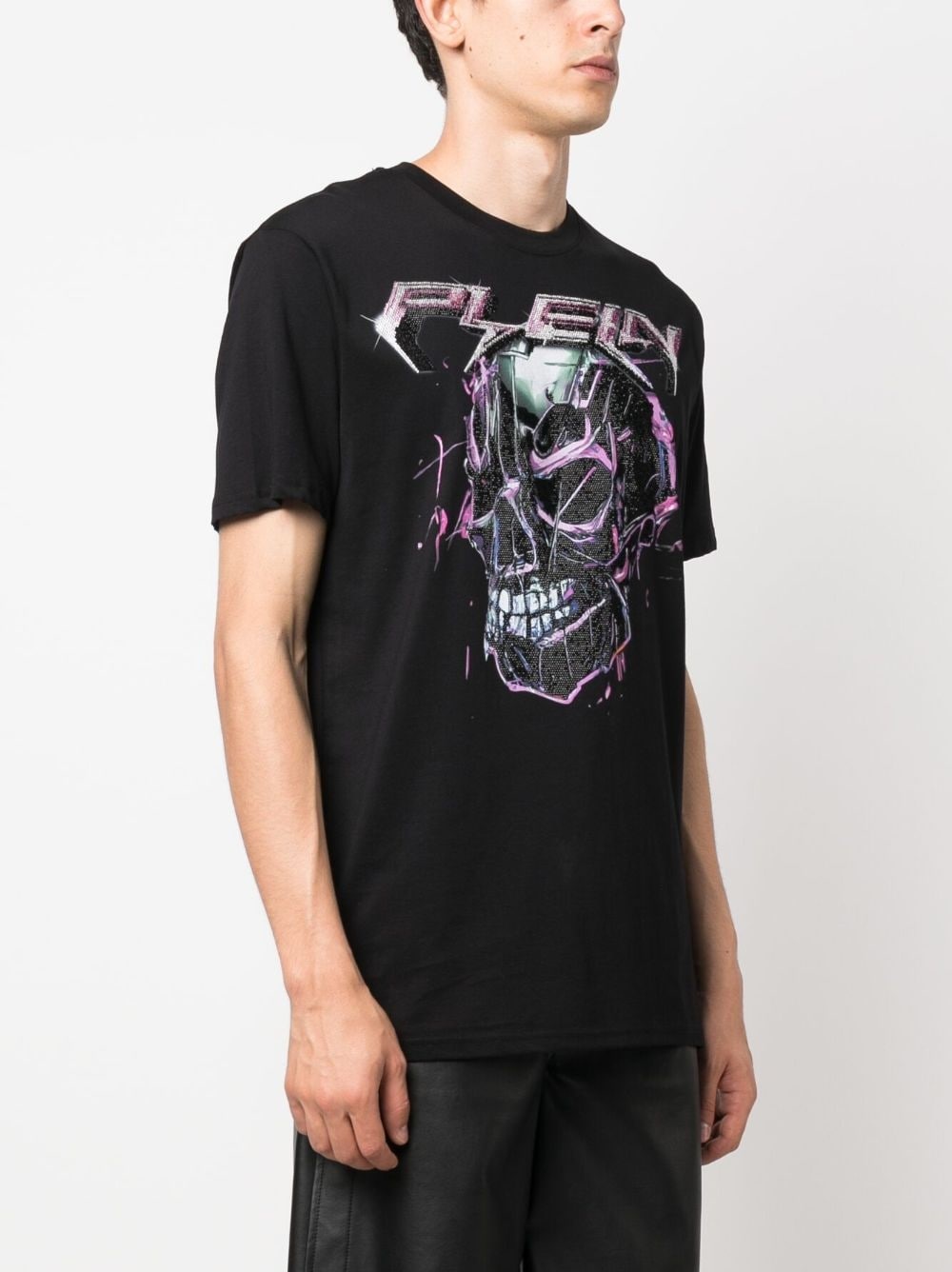 embellished-logo detail T-shirt - 3