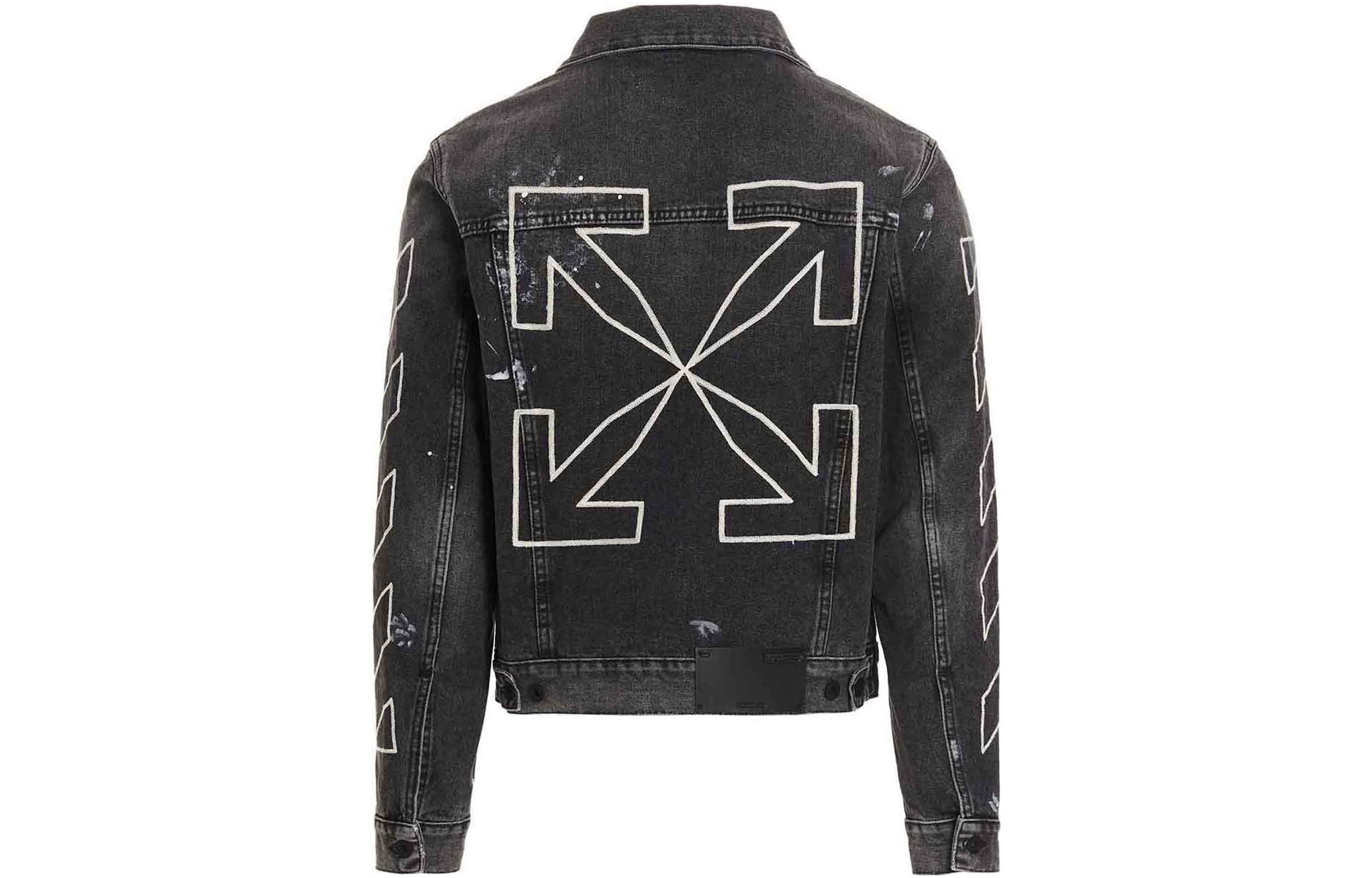 Men's Off-White SS22 Printing Denim Jacket Black OMYE079S22DEN0011101 - 2
