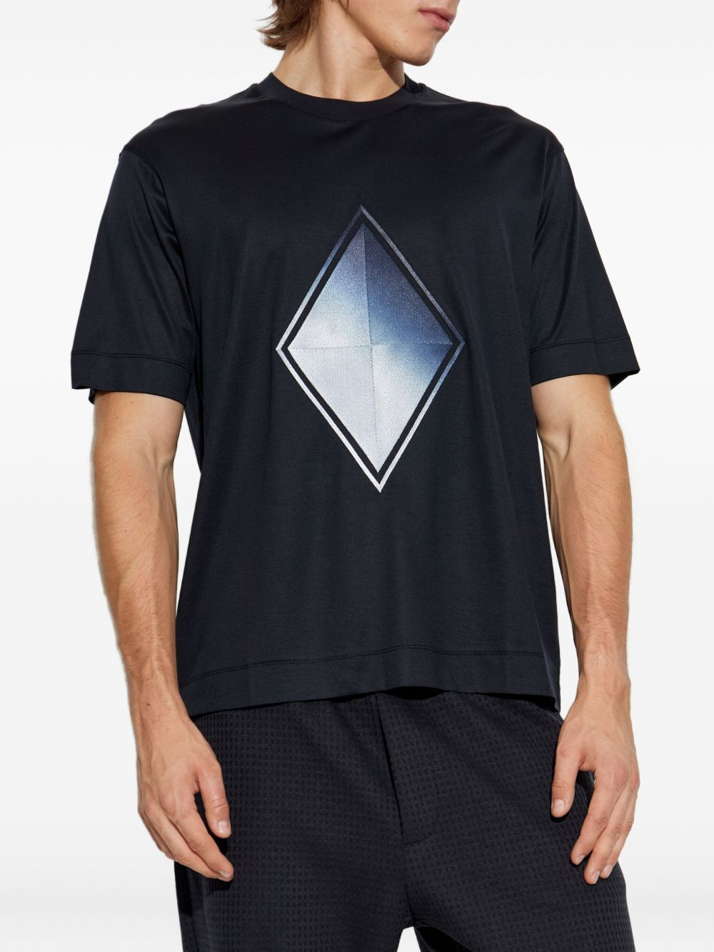 diamond-print T-shirt - 3