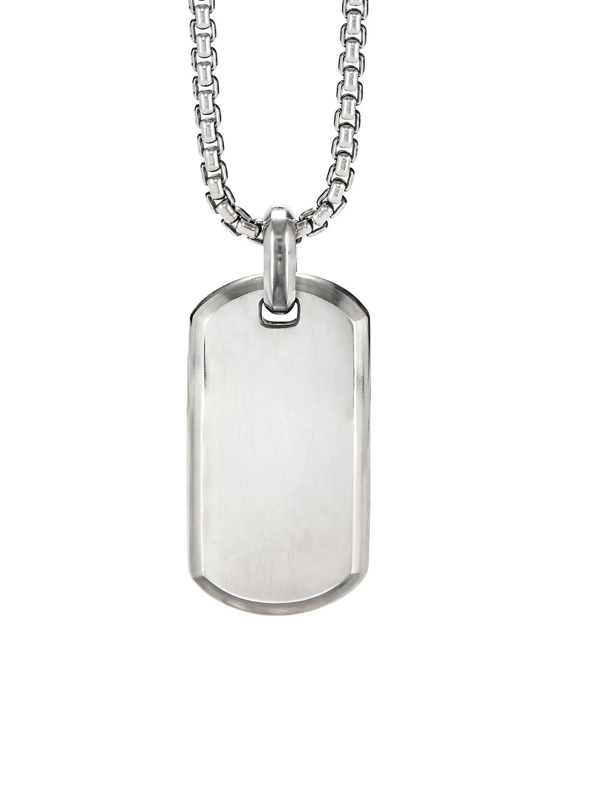 Men's Chevron Tag in Sterling Silver, 35mm - Silver - 1