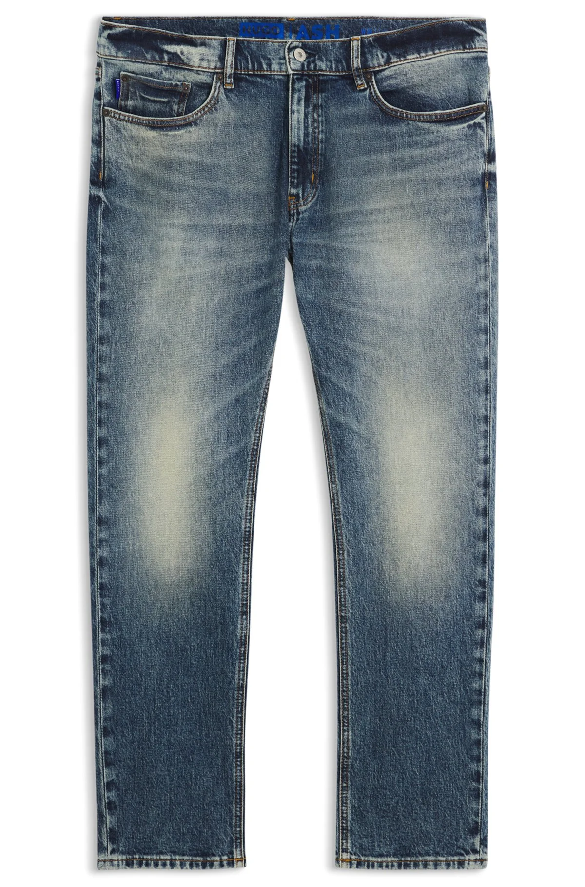 SLIM-FIT JEANS IN MEDIUM-BLUE STONEWASHED STRETCH DENIM - 1