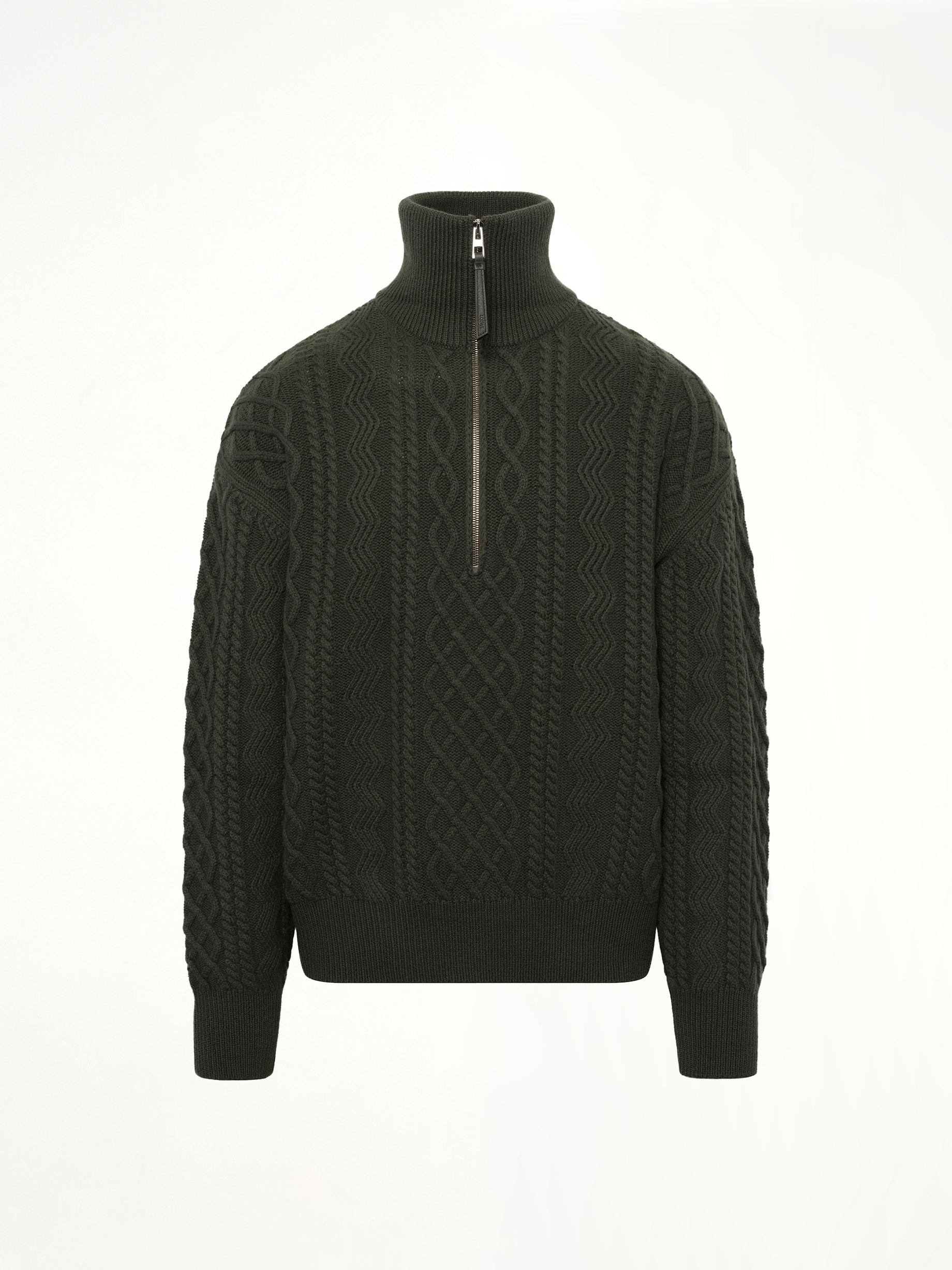 Zip Up Sweater in Khaki Green - 2