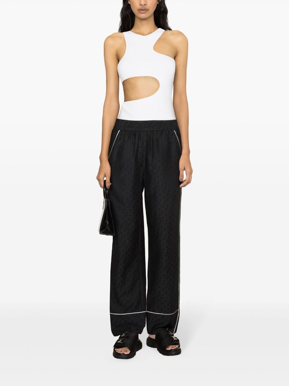 logo-jacquard straight-leg trousers - 2