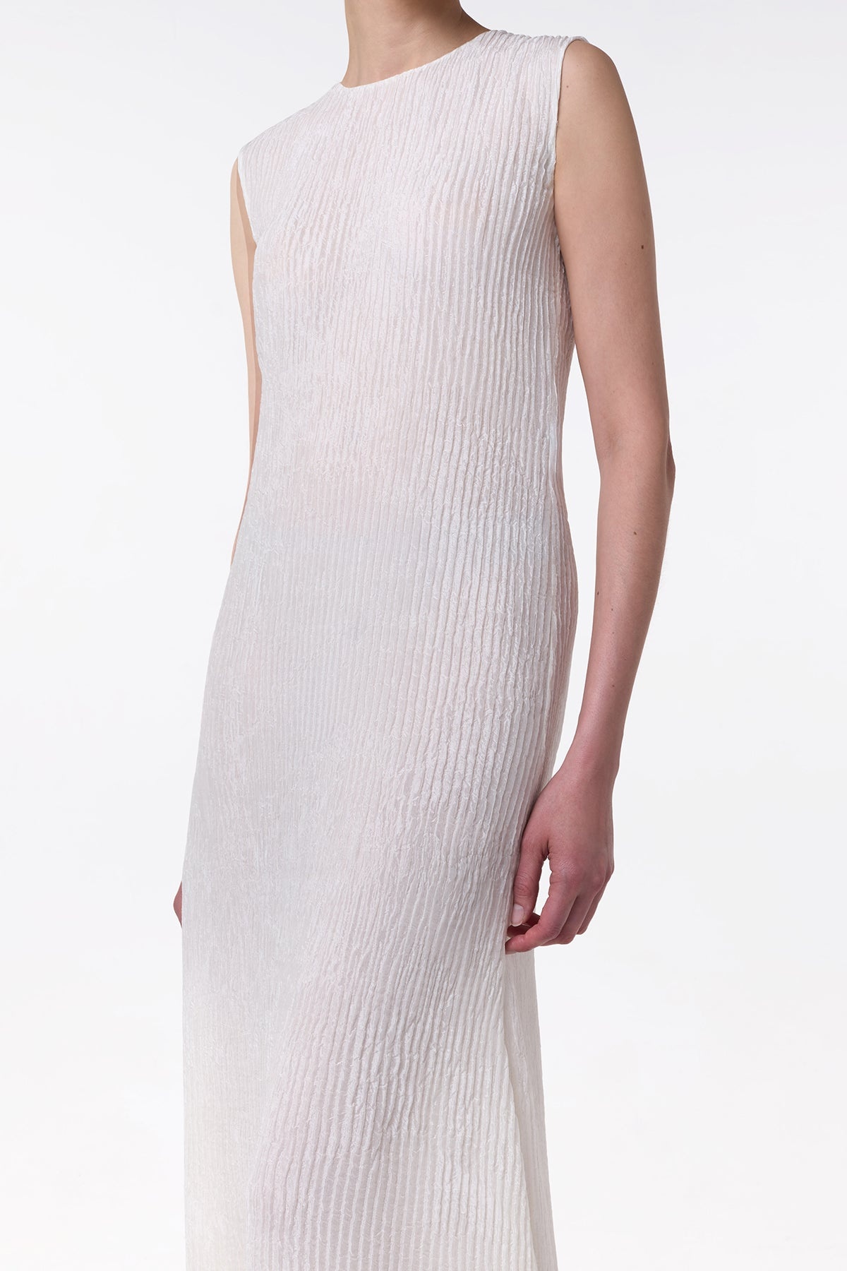 Carling Maxi Dress in Ivory Plisse Silk - 5