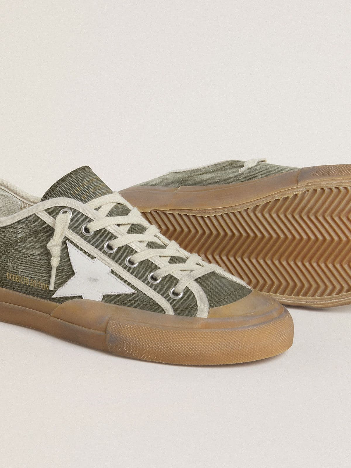 Women’s Super-Star LTD in green canvas with white leather star - 4