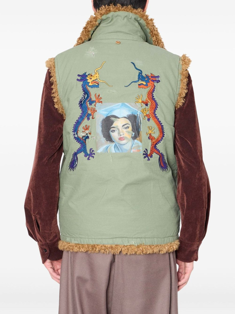 dragon-embroidered shearling gilet 3