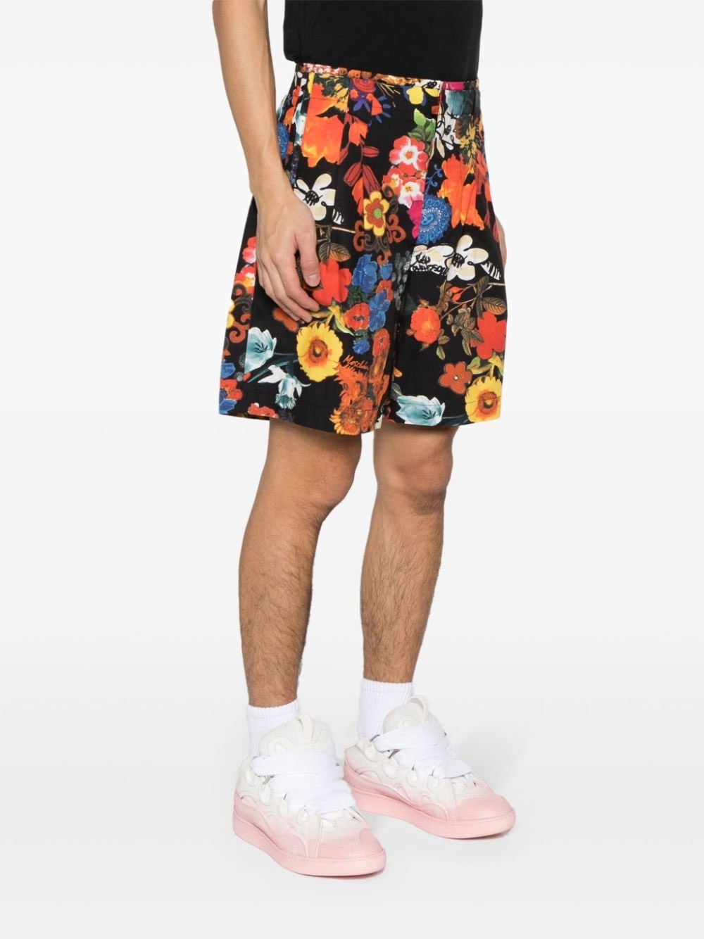allover floral-print pleated shorts - 3
