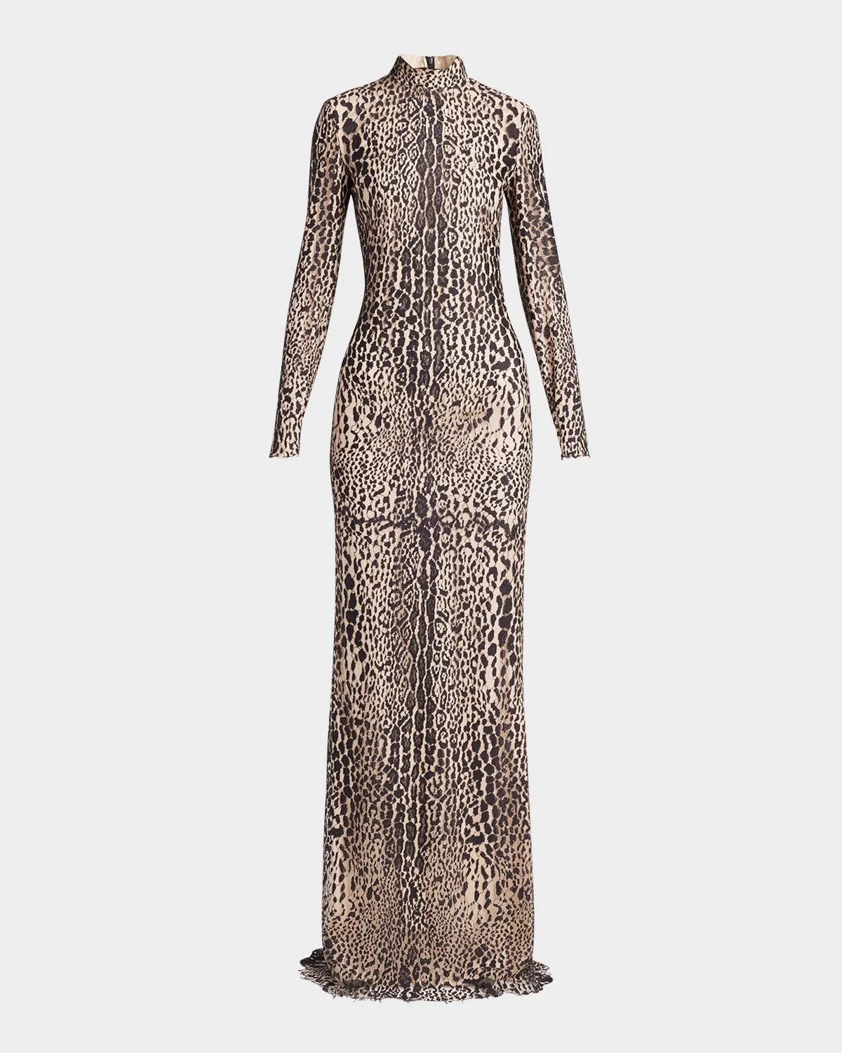 Leopard Lace Mock-Neck Evening Dress - 1