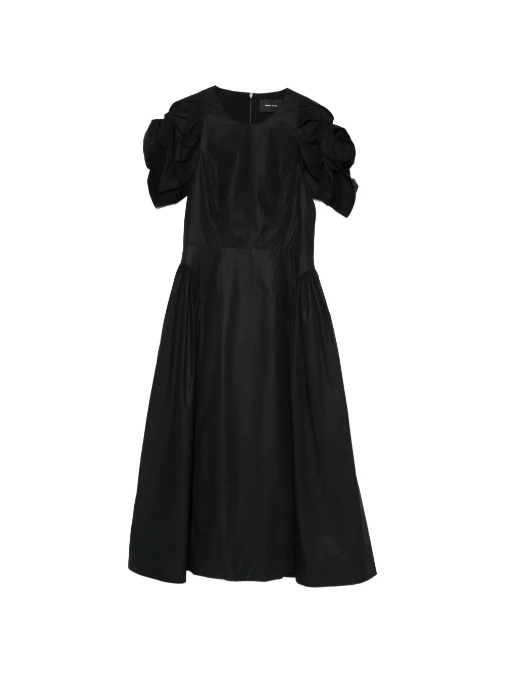ROSE PUFF SLEEVE HIP DRESS - BLACK - 1