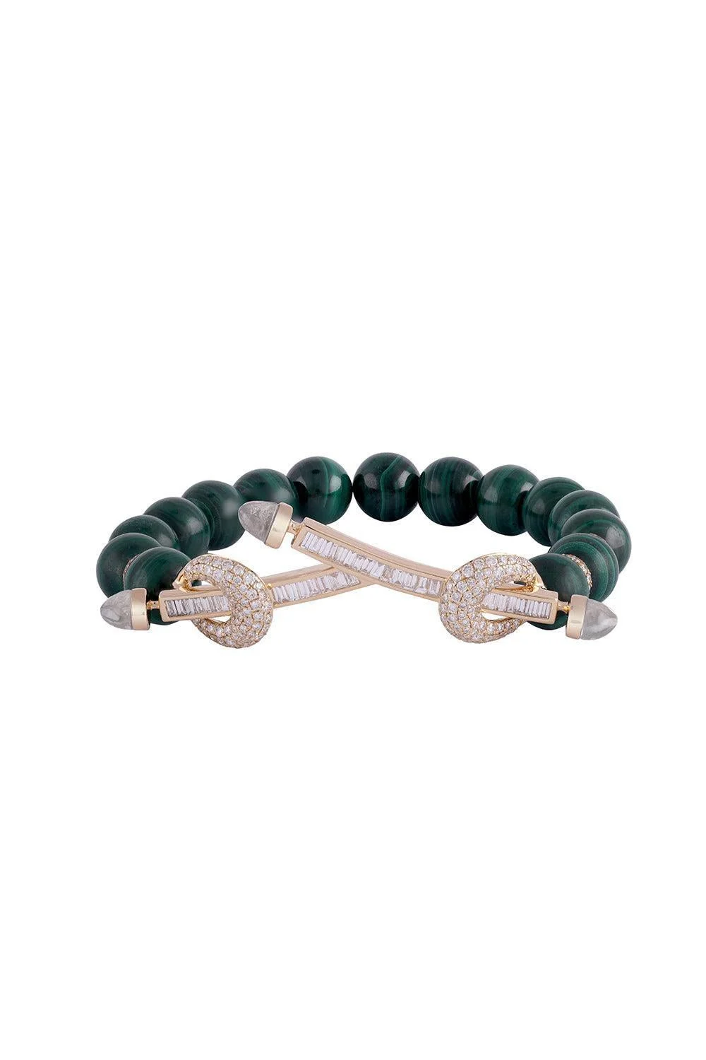 Malachite Diamond Double Bar Chakra Bracelet - 1