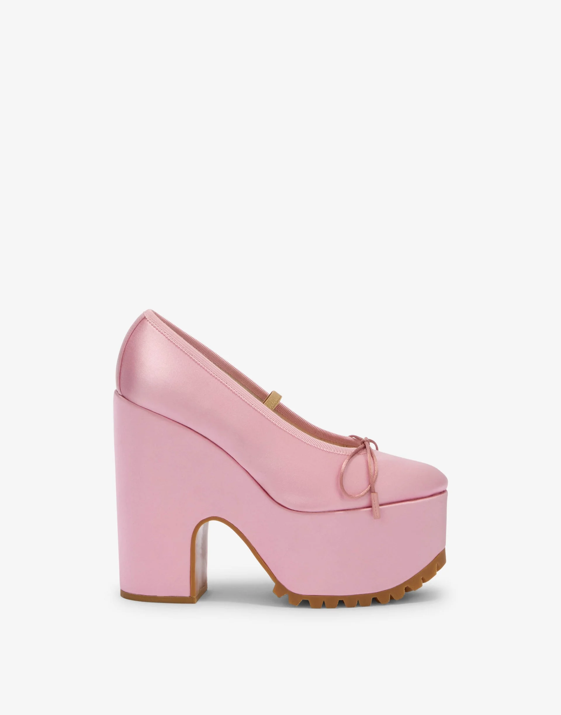 SATIN PLATFORM BALLET FLATS - 1