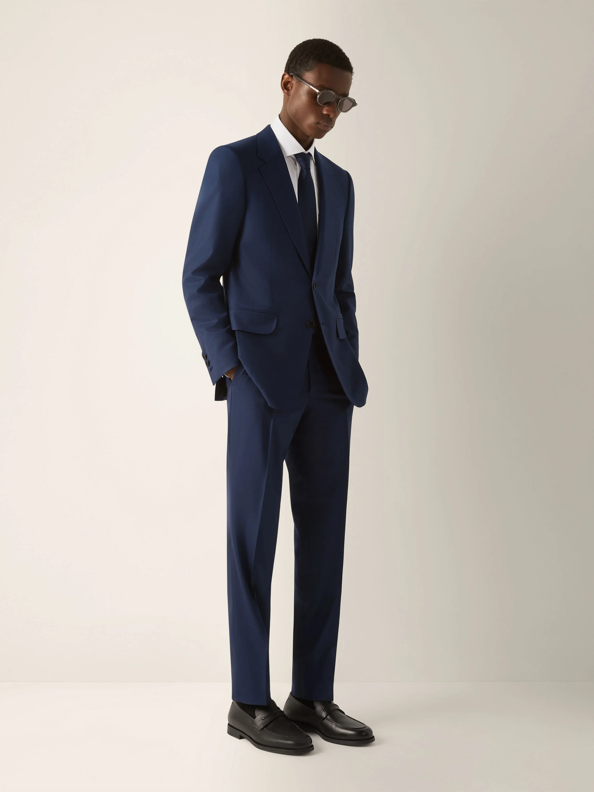 NAVY BLUE TROFEO 120MILA WOOL SUIT - 1