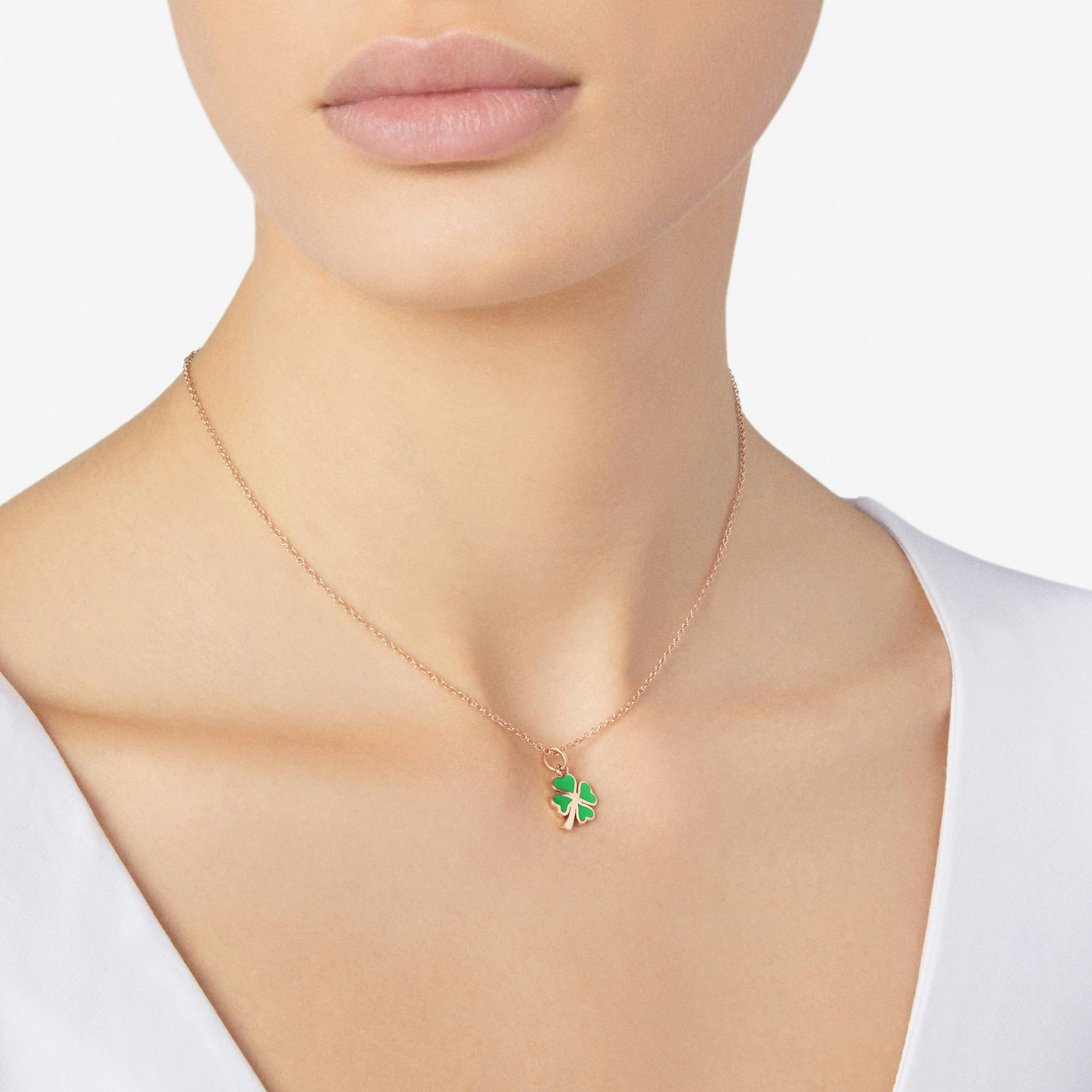 ROSE GOLD & ENAMEL FOUR LEAF CLOVER CHARM - 3