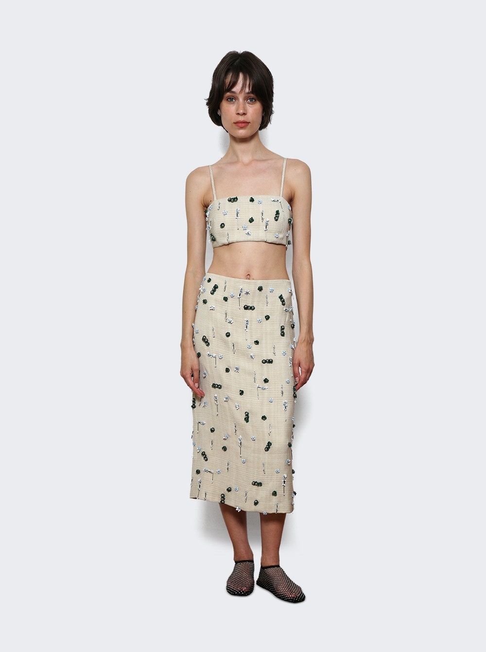 Embla Beaded Midi Skirt Ecru - 2