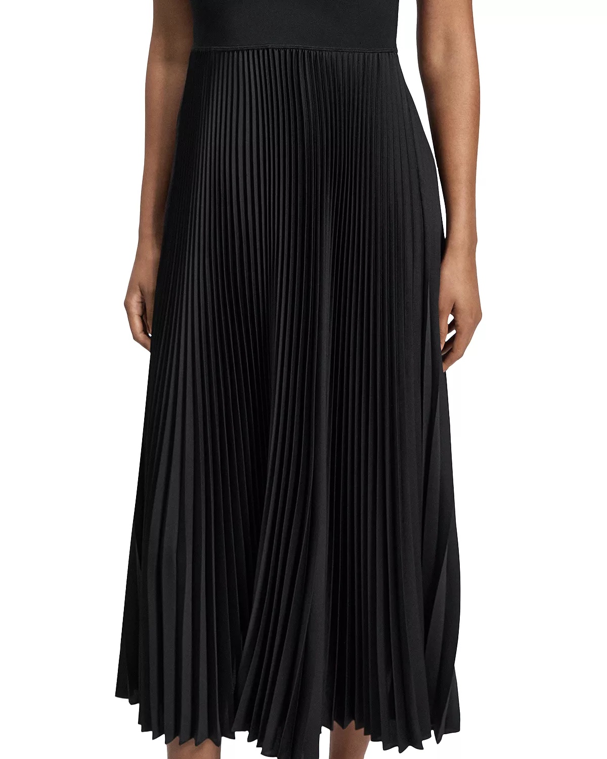 Satin Pleated Skirt Midi Dress - 4