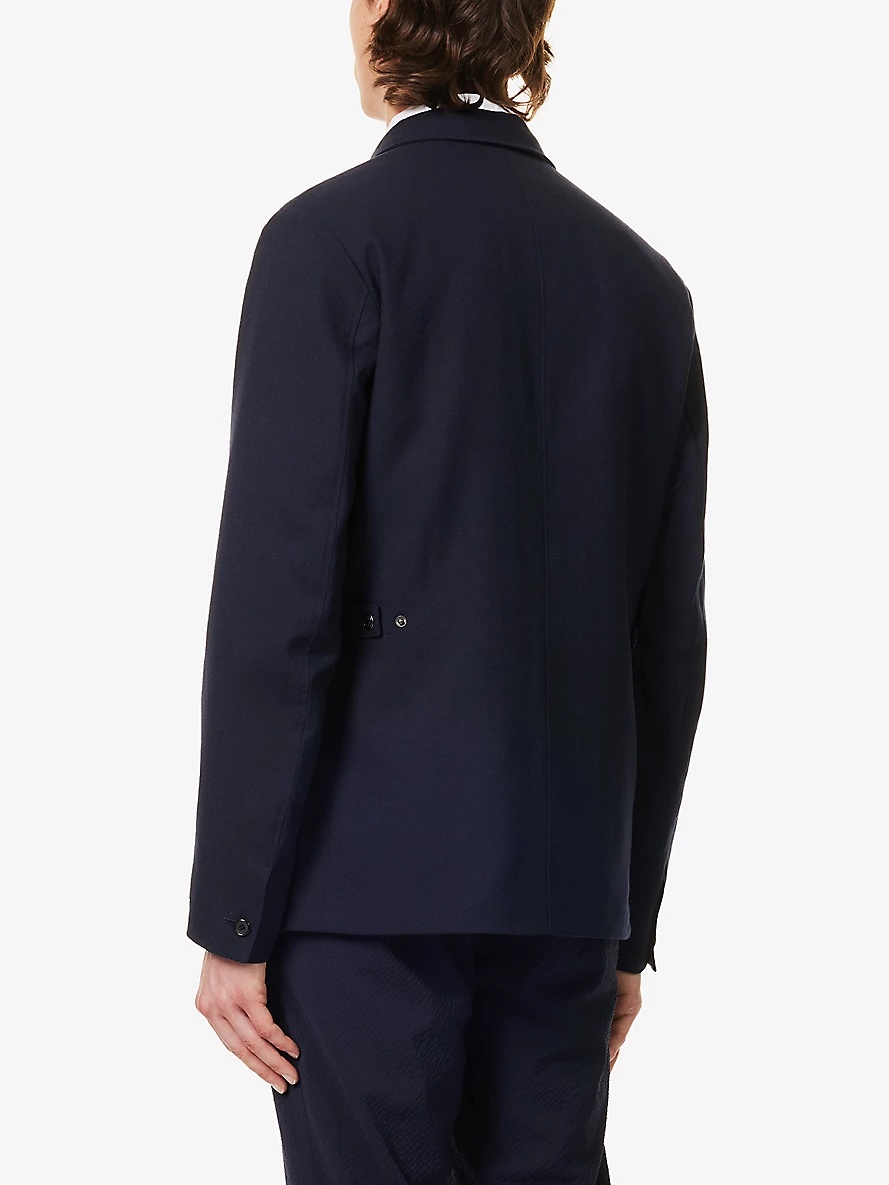 Funnel-neck patch-pocket wool jacket - 4