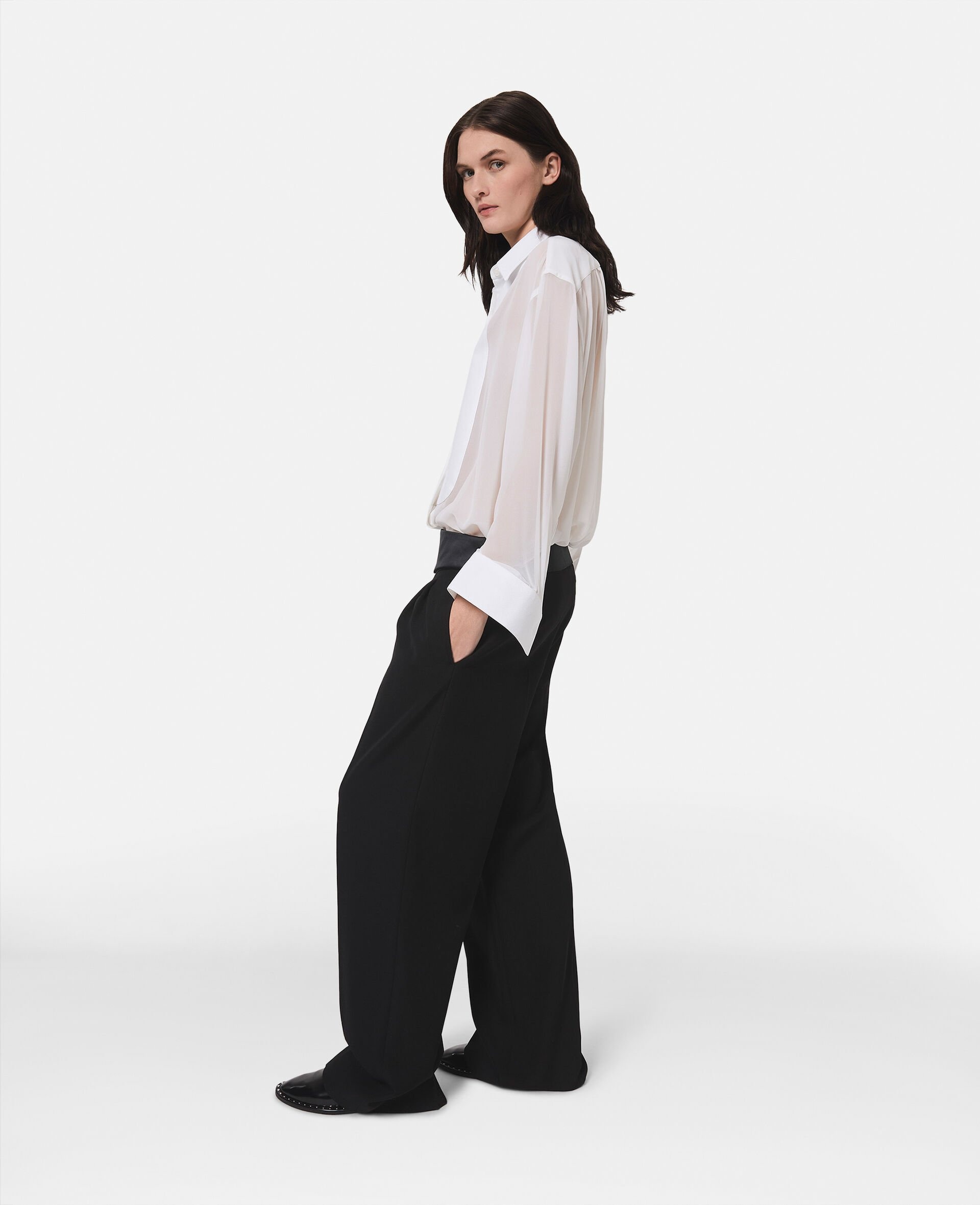 Wide Leg Tuxedo Trousers - 3