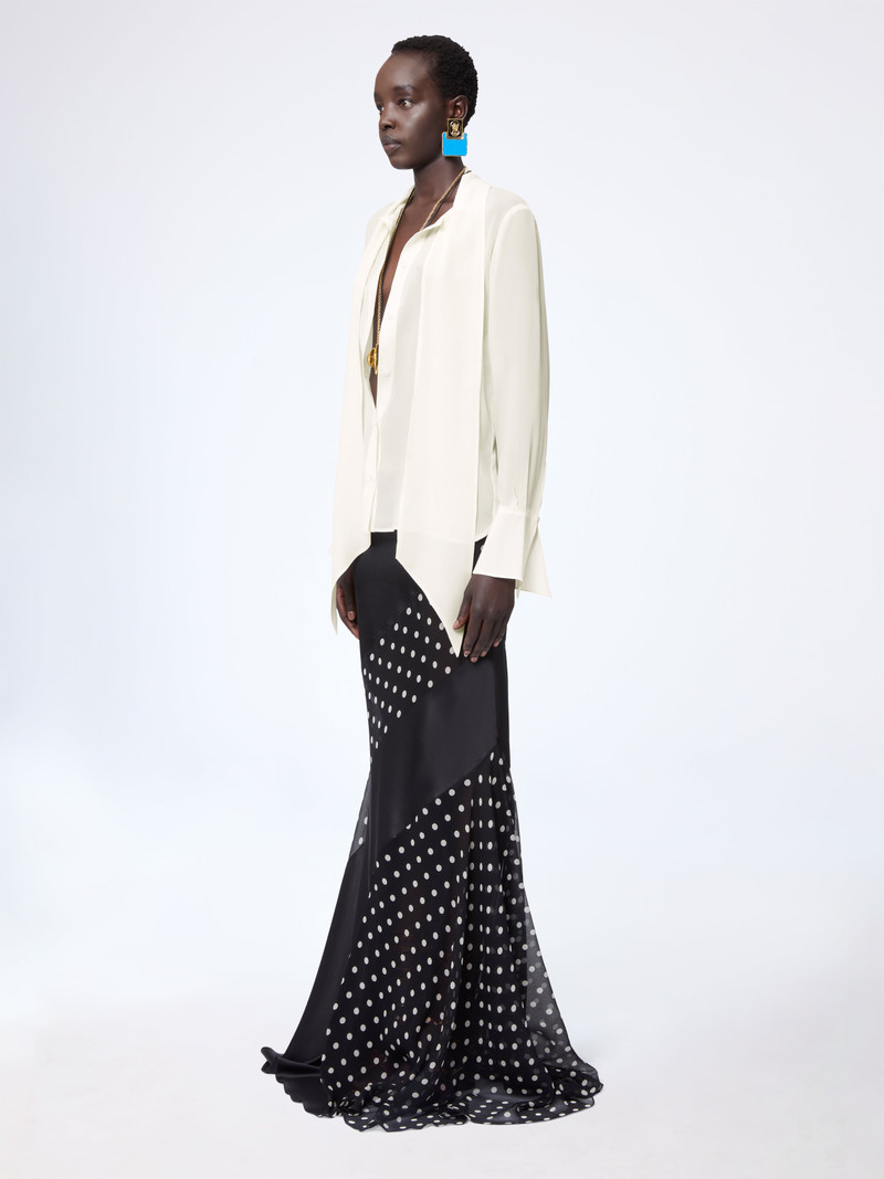 NINA RICCI Cream Lavalliere Satin Shirt outlook