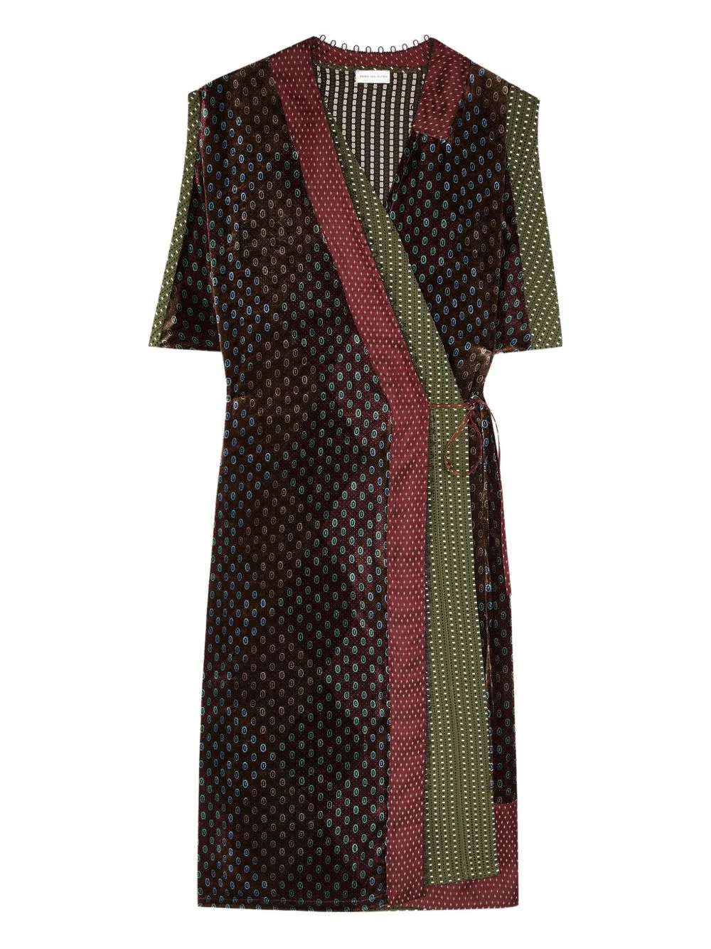 velvet patterned wrap dress - 1