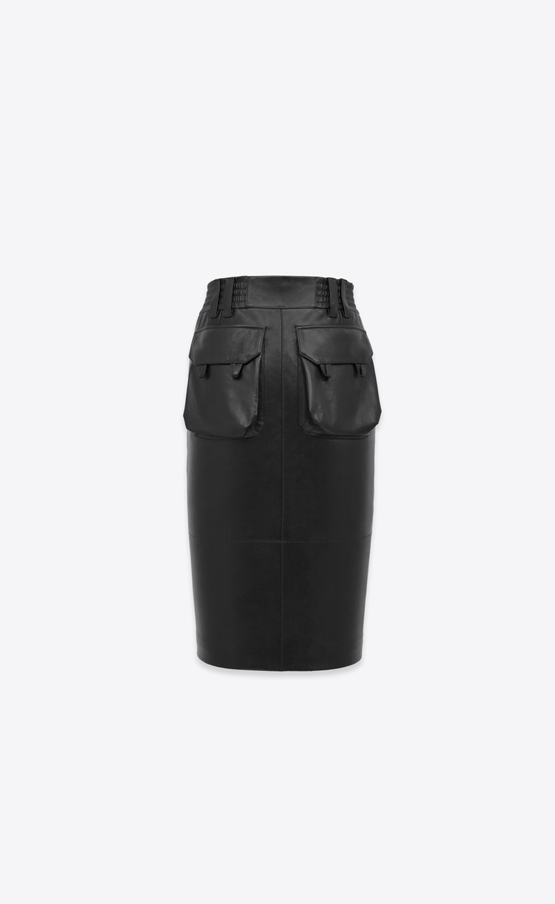 SAINT LAURENT pencil skirt in shiny lambskin outlook