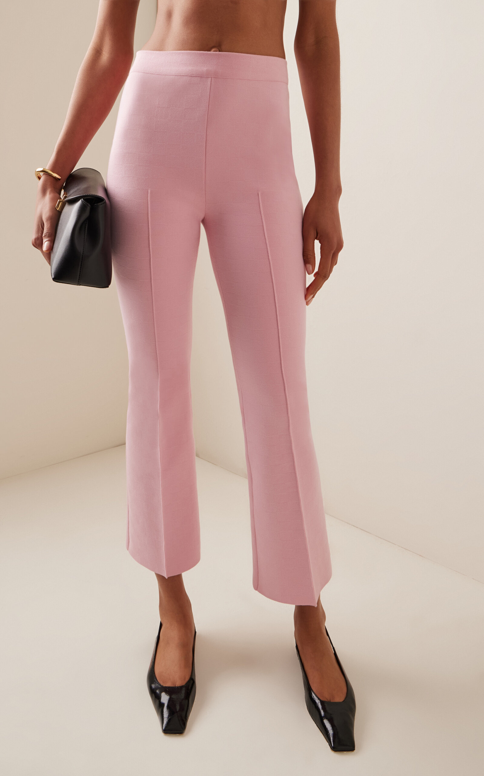 Exclusive Kick Flared Stretch-Cotton Knit Pants pink - 3