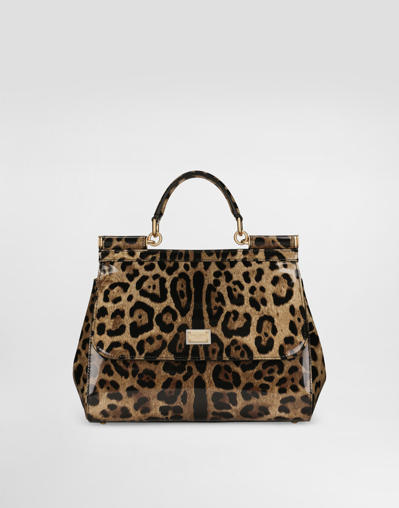 Medium Sicily bag in leopard-print polished calfskin 1
