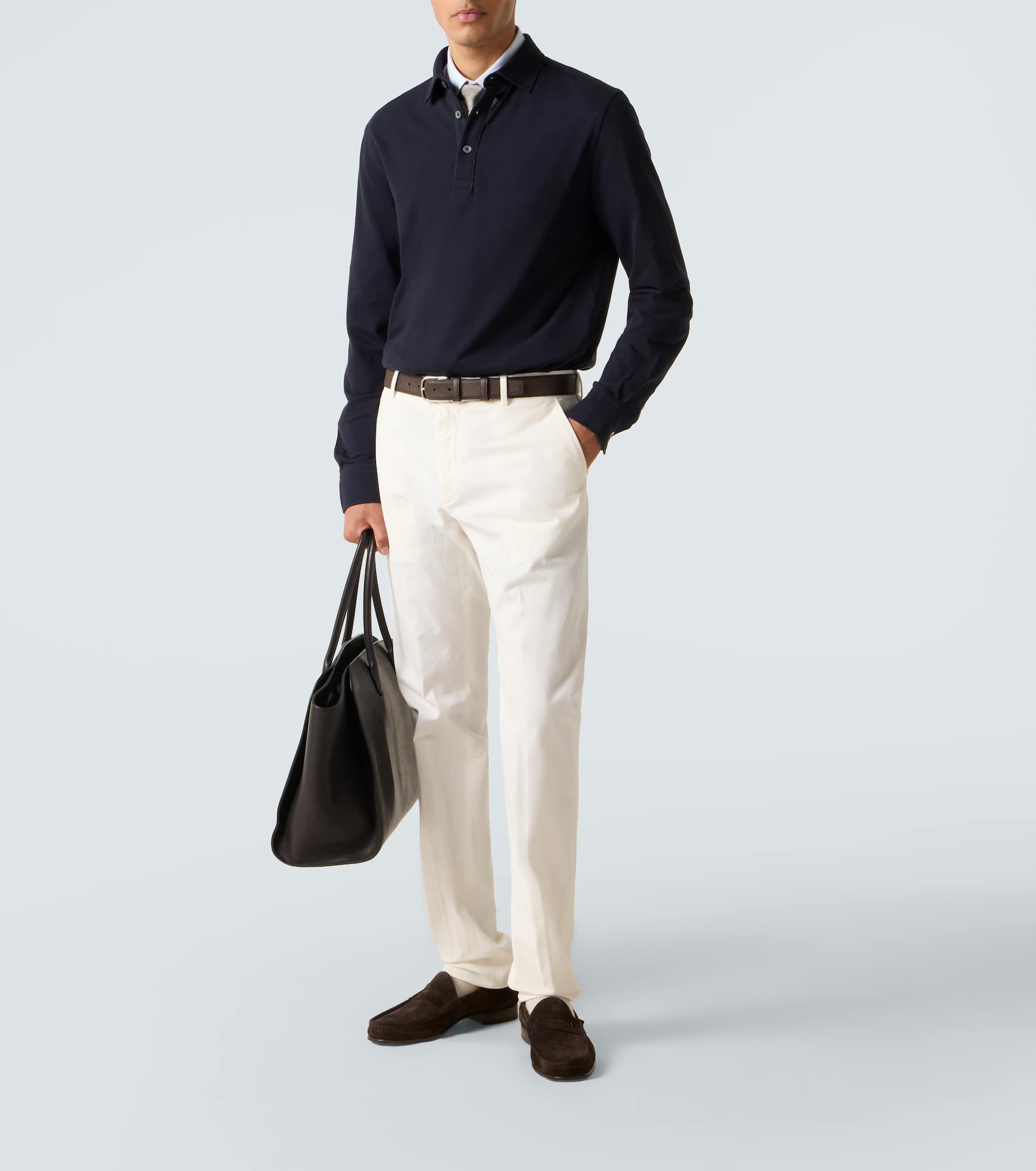 Cotton piqué polo sweater - 2
