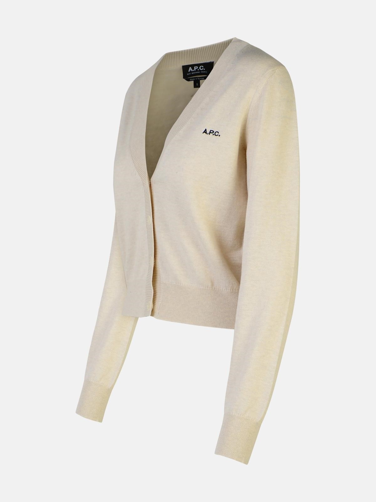 'BERENICE' BEIGE COTTON CARDIGAN - 2