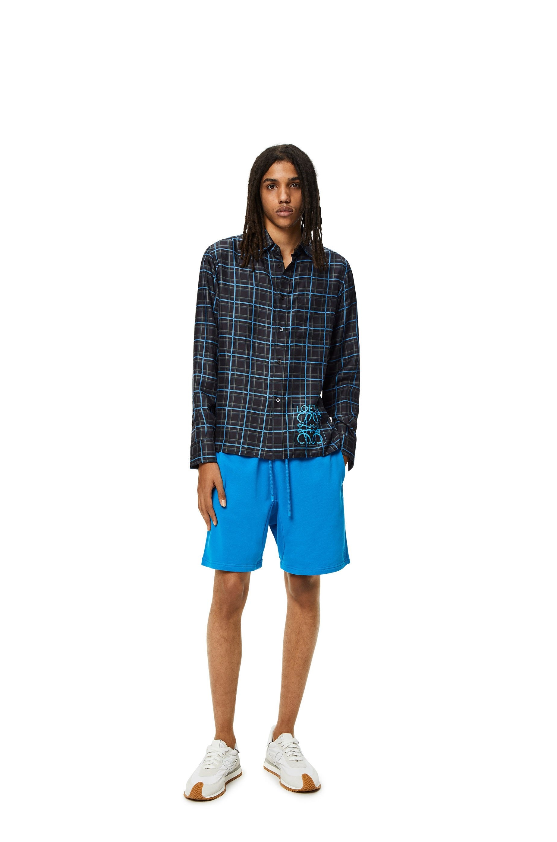 Anagram stamp check shirt in silk and cotton - 2