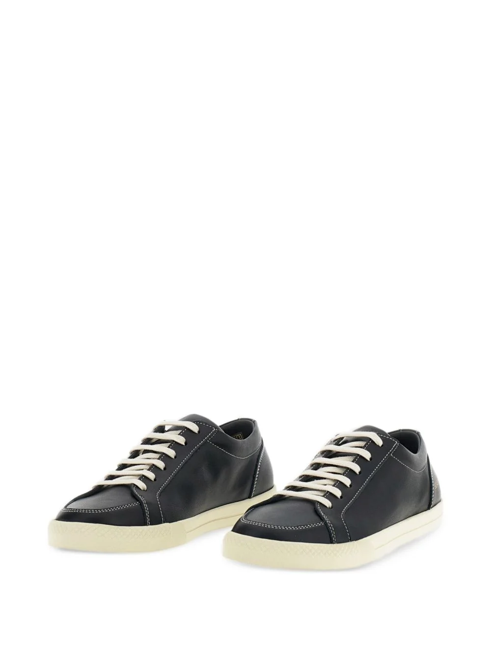 contrast-stitch leather sneakers - 1