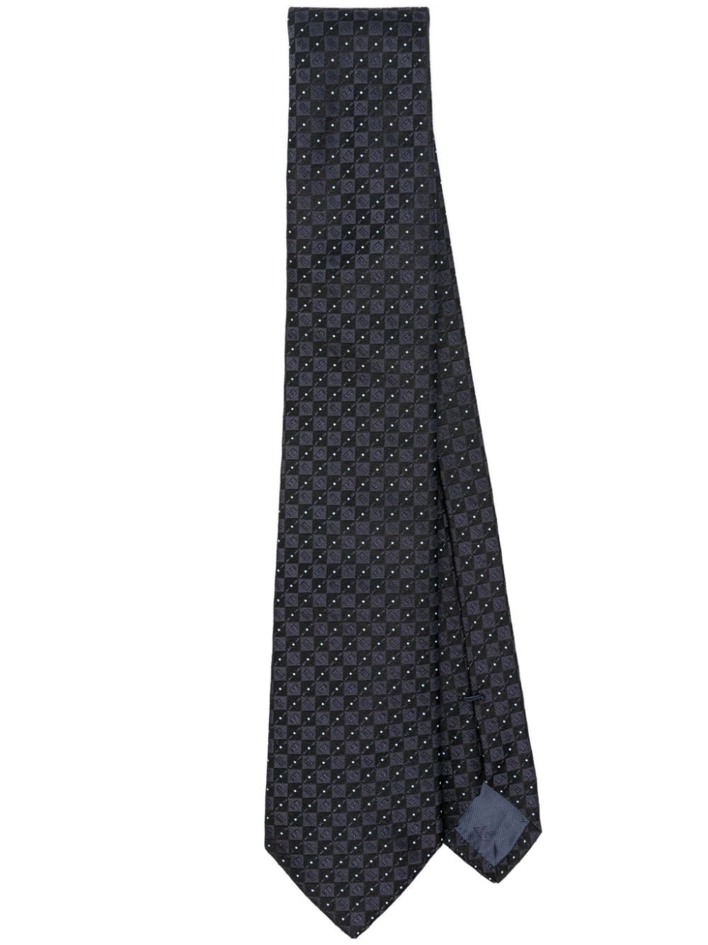 geometric-pattern silk tie - 1