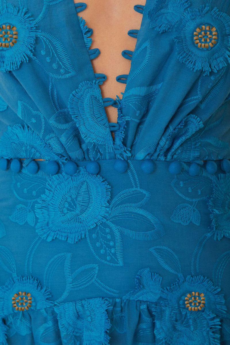 Blue 3D Flower Sleeveless Maxi Dress 5